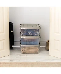 Iris Usa Qt Storage Bins with Gasket Seal Lid, Clear/Chrome