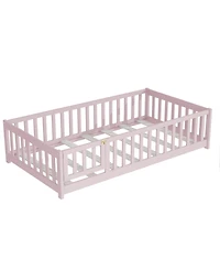 Streamdale Furniture Twin Floor Bed with Fence & Door