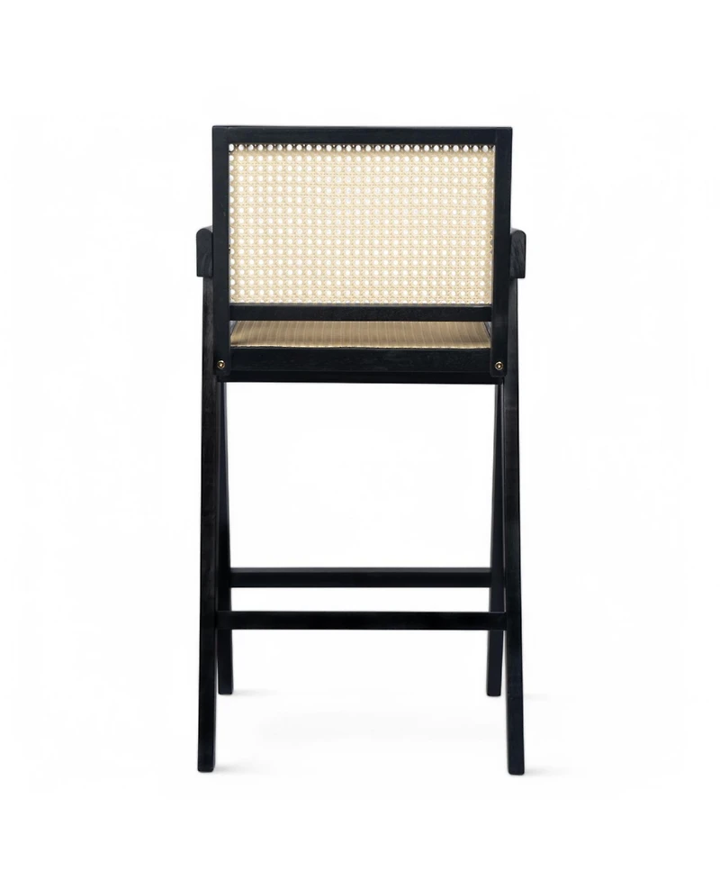 Streamdale Furniture 27", Modern Minimalist Bar Stool with Cane Seat, Solid Wood Frame