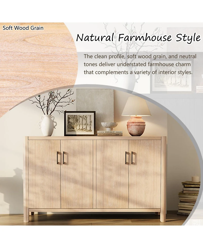 Streamdale Furniture Farmhouse 4-Door Cabinet - Distressed Finish