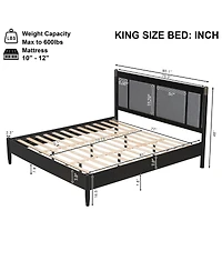 Streamdale Furniture Solid Wood King Bed, No Box Spring Needed