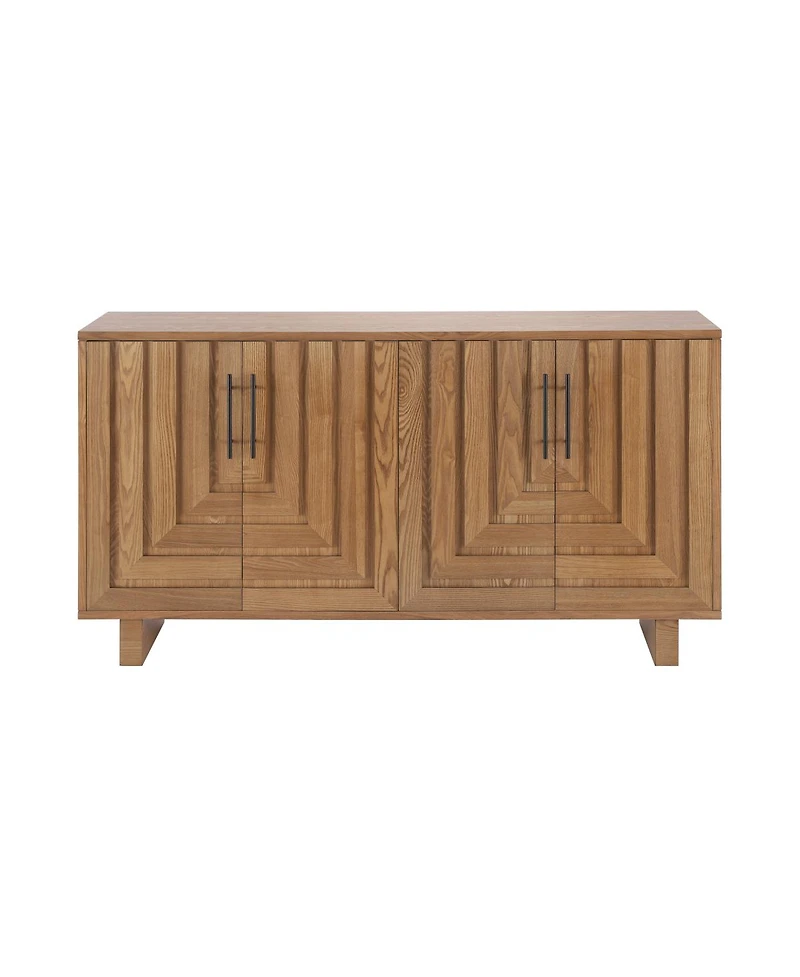 Streamdale Furniture Modern sideboard, 59" storage cabinet with 4 doors, natural finish