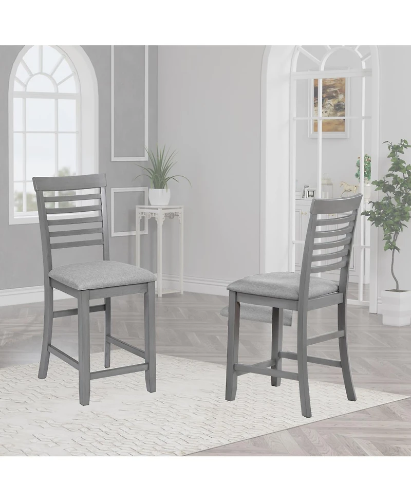 Streamdale Furniture Dining Chairs Set of 4, Wooden Counter Height Chairs with Padded Seat, Gray