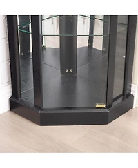 Streamdale Furniture Lighted Corner Curio Cabinet - Glass Display Case for Living Room & Bar Storage - Black