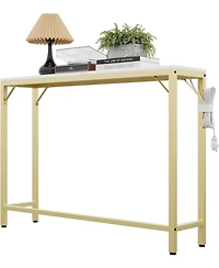 gaomon 39.4" Industrial Console Table with Usb Ports & Power Outlets - Versatile Entryway Table for Living Room, Hallway, Easy Assembly