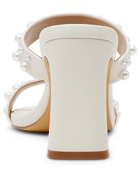 Dv Dolce Vita Women's Veniss Imitation Pearl Two-Band Slide High Heel Slip-On Dress Sandals