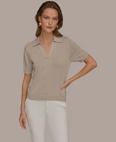 Donna Karan Weekend Women's Elbow-Sleeve Polo Sweater