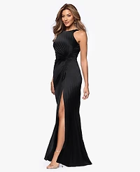 Xscape Women's Long Pleated Halter Neck Ball Gown