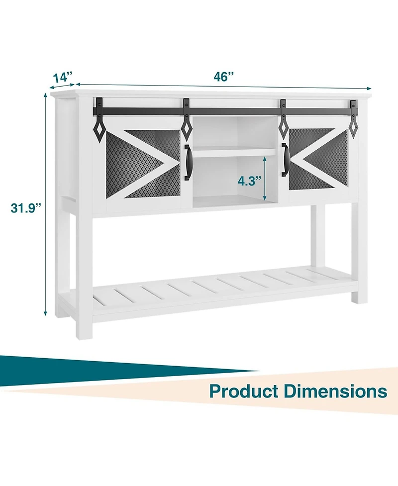 gaomon 46" Farmhouse Entryway Console Table with Sliding Barn Door & Ample Storage Shelf - Narrow Rustic Wooden Sofa Table for Living Room and Foyer