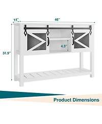 gaomon 46" Farmhouse Entryway Console Table with Sliding Barn Door & Ample Storage Shelf - Narrow Rustic Wooden Sofa Table for Living Room and Foyer