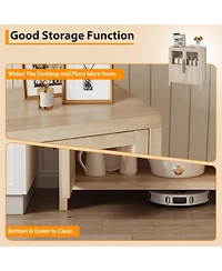 Gaomon Sideboard With 2 Glass Doors, 29" Large Buffet Cabinet With Solid Wood Countertop, Coffee Bar Cabinet With 2