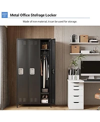 gaomon 3-Door Metal Office Storage Cabinet with 27 Hooks & 9 Shelves, 72" Tall Steel Lockers, Employee Locker Cabinet for Office, Gym, Home