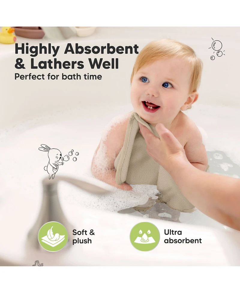 KeaBabies 6pk Deluxe Baby Washcloths, Organic and Soft Wash Cloth, Bath Towel, Face Cloths