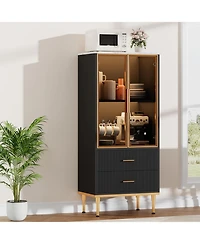 gaomon Fluted Glass Door Storage Cabinet