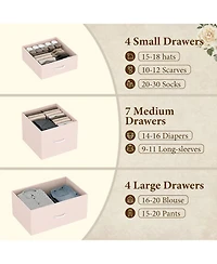 gaomon 15-Drawer Pink Fabric Dresser, Wood Tabletop, Metal Frame, Tall Chest Organizer for Bedroom, Living Room, Entryway