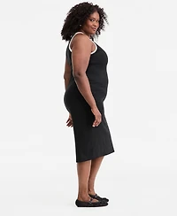 On 34th Trendy Plus Contrast-Trim High-Neck Sleeveless Midi Dress, Macy's Exclusive