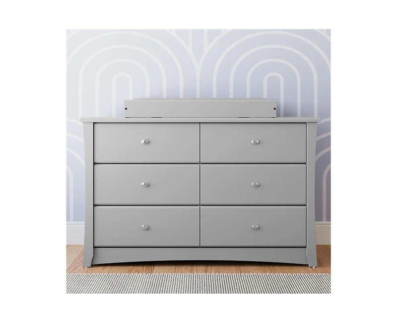 Storkcraft Crescent 6 Drawer Double Dresser (Pebble Gray)