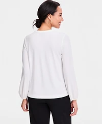 Jm Collection Women's Long-Sleeve Knit Embellished-Neck Top, Macy's Exclusive