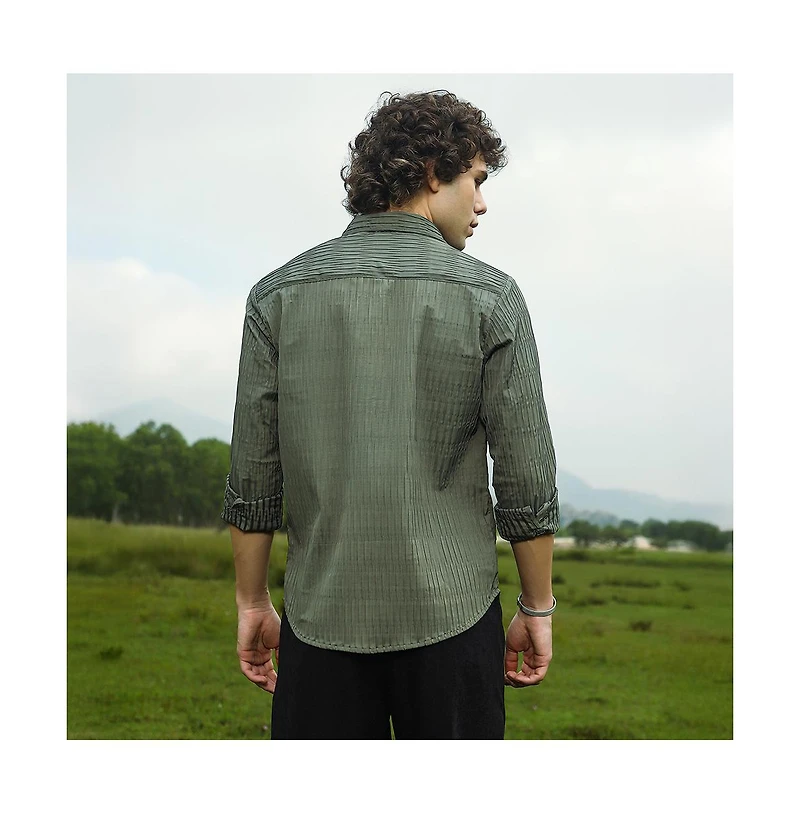 Campus Sutra Men's Crimp-Tactile Utility Shirt