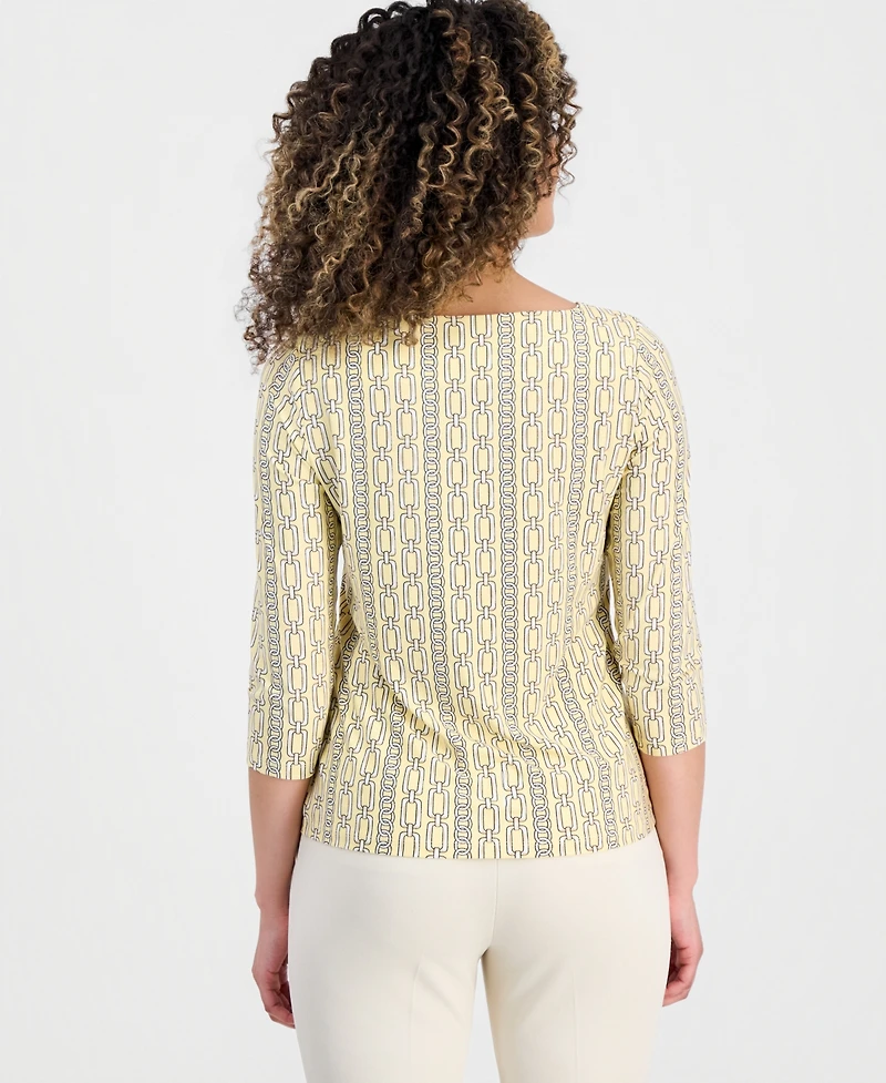 Jones New York Petite Printed 3/4-Sleeve Top