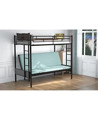 Streamdale Furniture Twin over Full Metal Bunk Bed, Multi-Function, Black