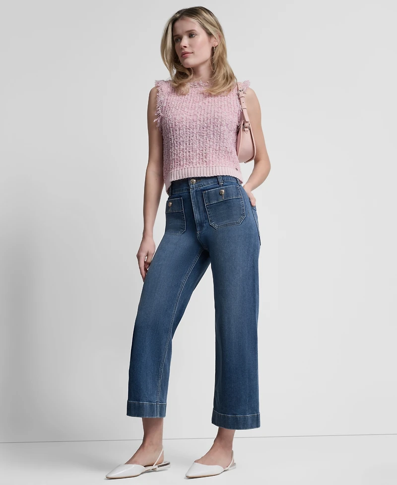 Dkny Jeans Women's Sleeveless Fringe Trimmed Sweater