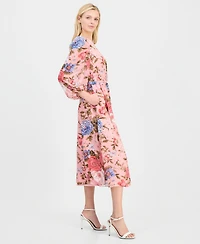 Anne Klein Women's Belted V-Neck Dress