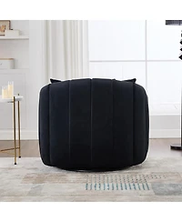 Streamdale Furniture Upholstered 360° Swivel Accent Barrel Chair and Half Cozy Sofa with 3 Pillows, Black