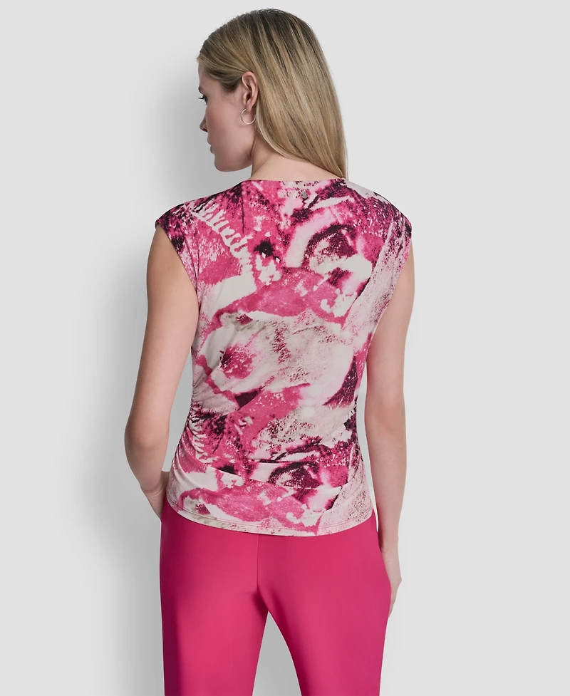 Dkny Women's Asymmetric Neck Cap-Sleeve Top