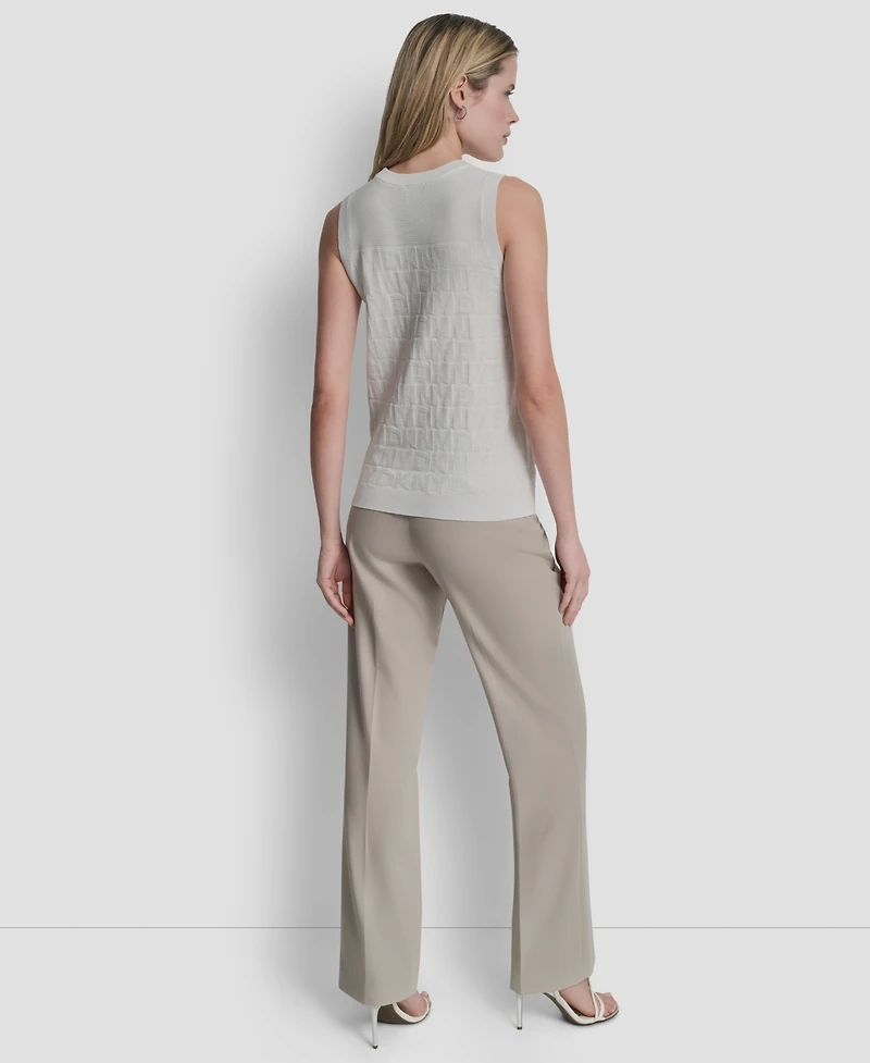 Dkny Women's Sleeveless Logo Printed Sweater