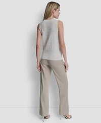 Dkny Women's Sleeveless Logo Printed Sweater