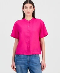Eileen Fisher Women's Linen Mandarin-Collar Shirt