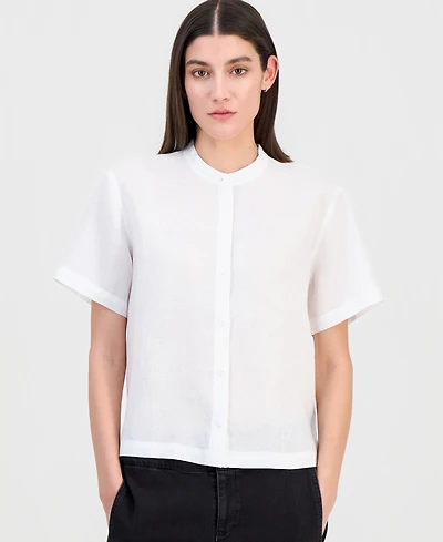 Eileen Fisher Women's Linen Mandarin-Collar Shirt
