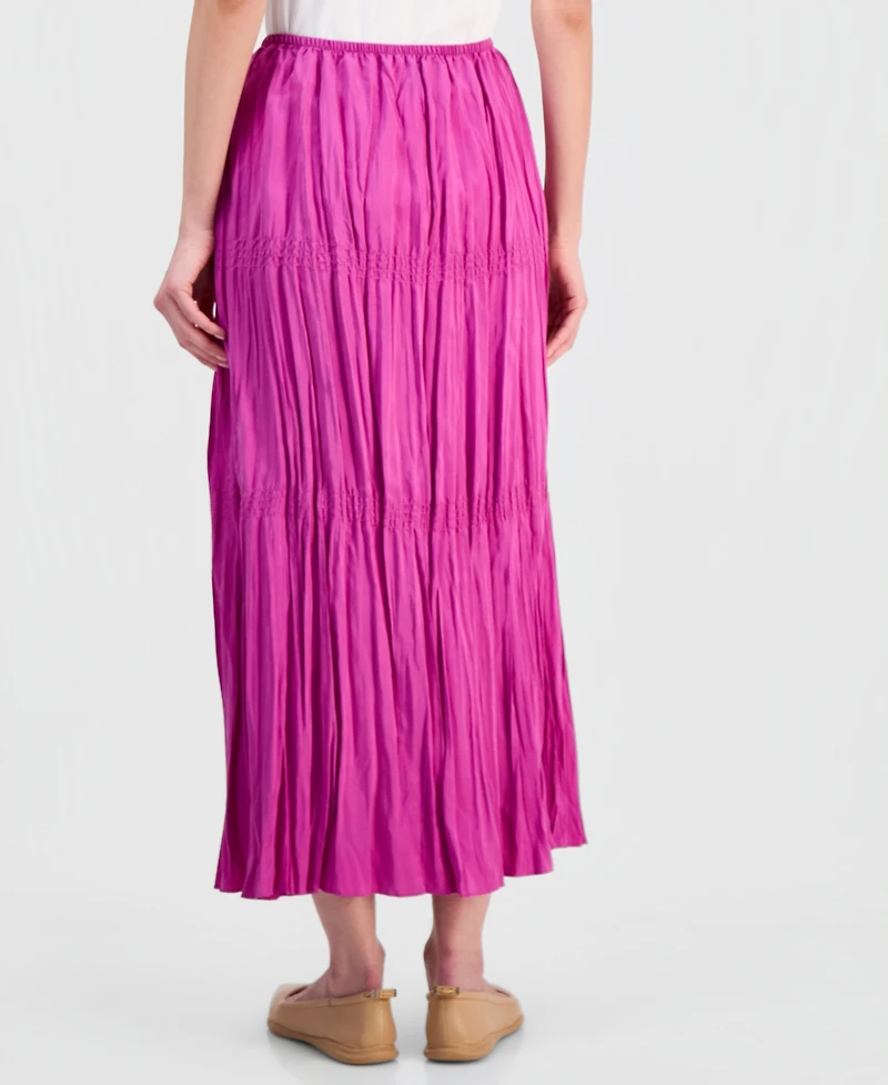 Eileen Fisher Women's Silk Solid-Color Smocked Tiered Skirt