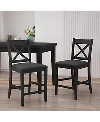 Streamdale Furniture Farmhouse X-Back Faux Leather Counter Stool Set (Set of 2)