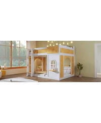 Streamdale Furniture Full over Full Bunk Bed with Storage Shelves, Window, and Two Doors