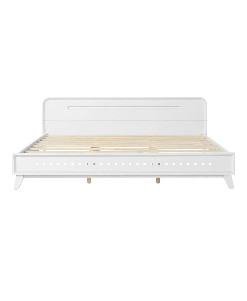 Streamdale Furniture Solid King Wood Bed Frame with Elegant Headboard