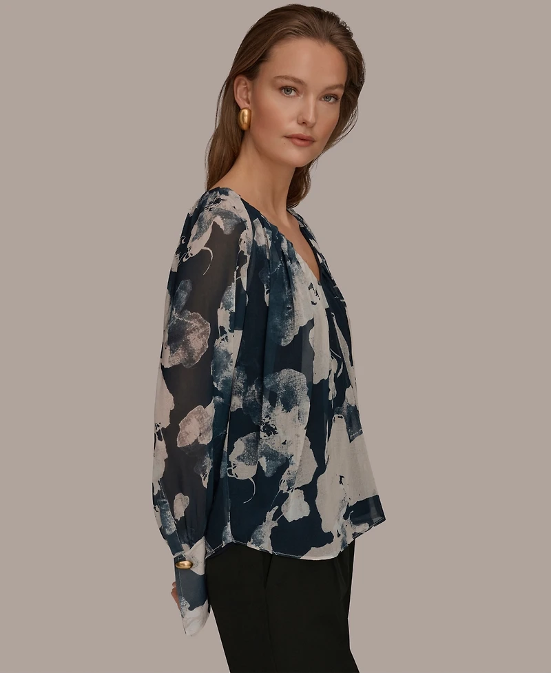 Donna Karan New York Women's Printed Long-Sleeve Top