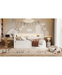 Streamdale Furniture Twin Platform Bed with Usb & Led Trundle