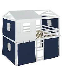 Streamdale Furniture Full Size Bunk Wood House Bed with Tent