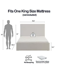 Streamdale Furniture Streamdale Lucas Tall Upholstered Bed - King, Textured Ivory Canvas