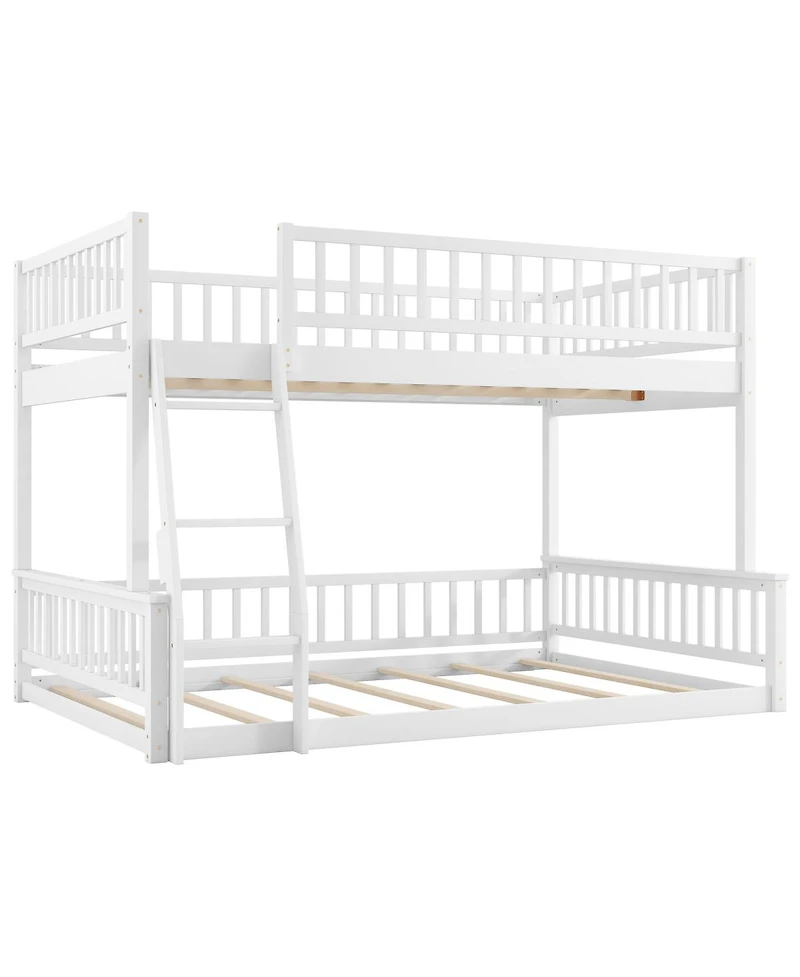 Streamdale Furniture Full Xl over Queen Bunk Bed with Ladder and Guardrails, White