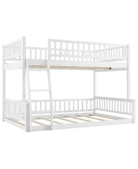 Streamdale Furniture Full Xl over Queen Bunk Bed with Ladder and Guardrails, White