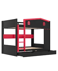 Streamdale Furniture Queen Bunk Bed with Storage, Solid Wood