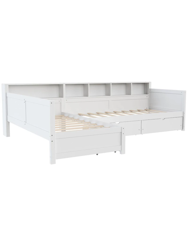 Streamdale Furniture Twin L-Shape Day Bed with Storage Drawers