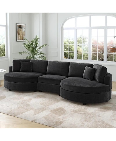 Streamdale furniture 3-seater 129" Curved Upholstered Sofa Couch, Dark Gray