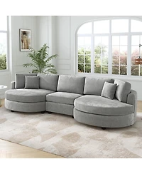 Streamdale furniture 3-seater 129" Curved Upholstered Sofa Couch, Dark Gray