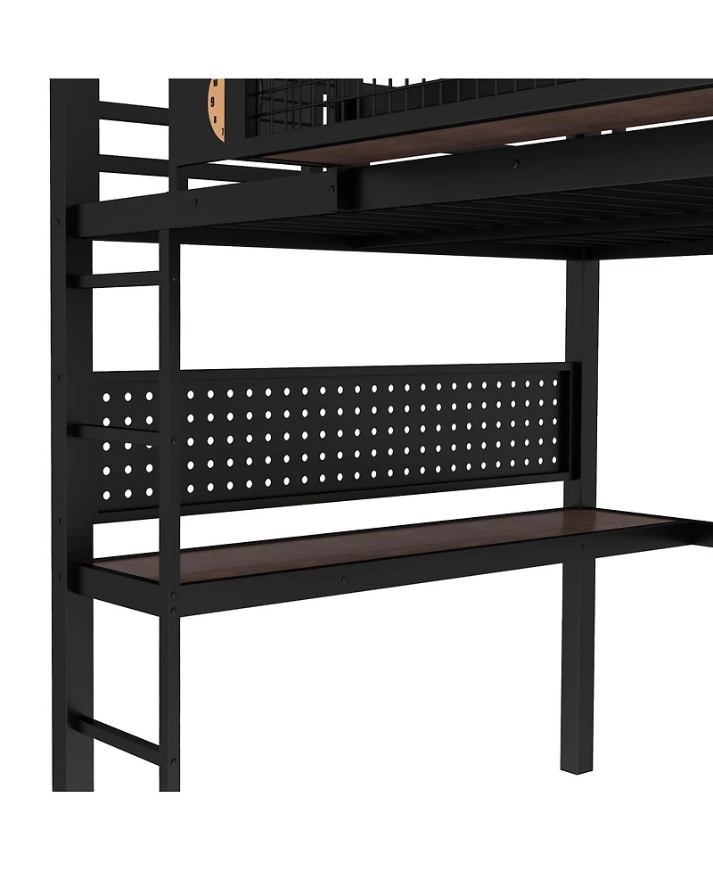 Streamdale Furniture Queen Size Loft Bed Frame with Desk and Storage