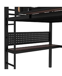 Streamdale Furniture Queen Size Loft Bed Frame with Desk and Storage