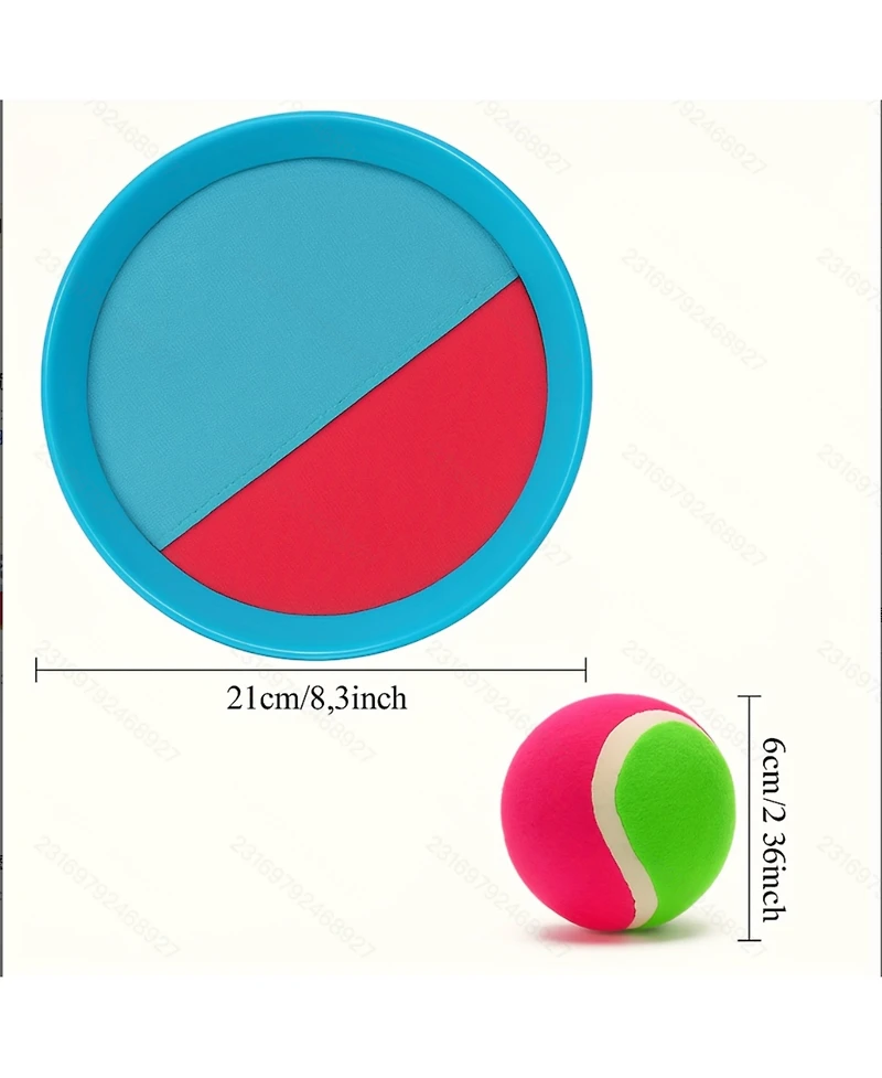 ProMounts Outdoor Kids Toss & Catch Ball Set – Velcro Paddles with 6 Sticks + 3 Balls – Backyard, Beach & Yard Game Toys for Ages 3-12